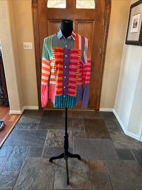 Source Unknown Multicolor Striped Women's Button-Front Blouse